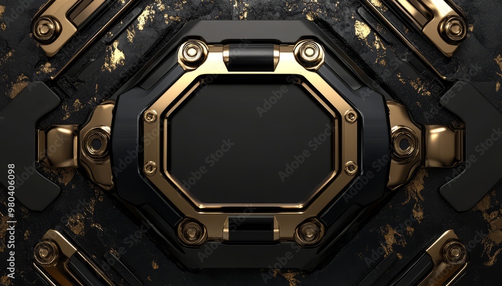 Fototapeta premium Black and Gold Geometric Frame with Metallic Accents