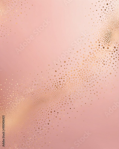 Abstract polka dots with gradient of blush pink to light gold