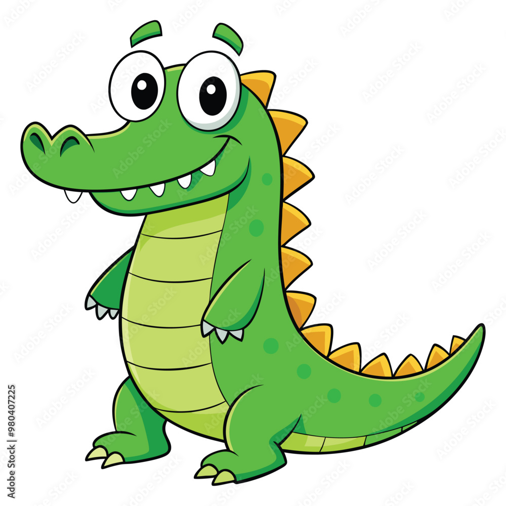 Vector illustration of a green crocodile smiley face isolated on white background Vector illustration of a green crocodile smiley face isolated on white background