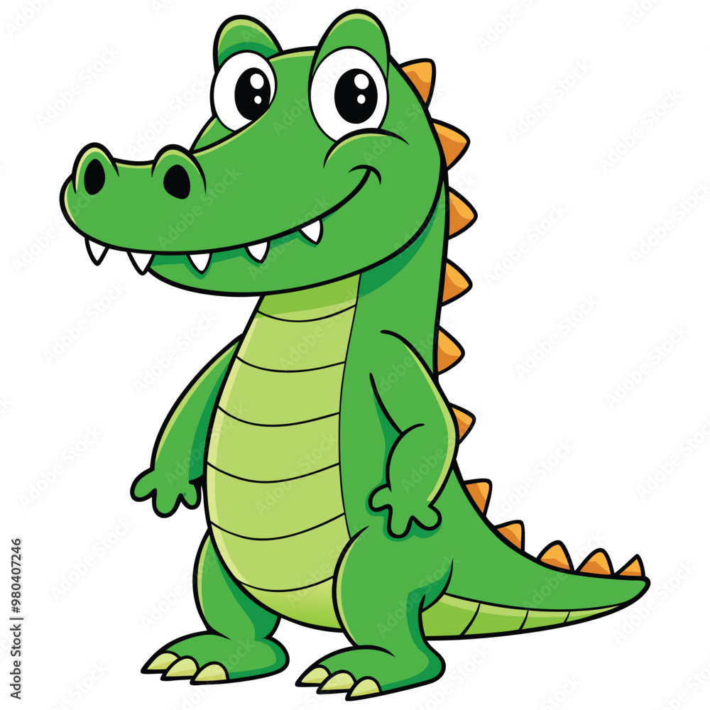 Vector illustration of a green crocodile smiley face isolated on white background Vector illustration of a green crocodile smiley face isolated on white background