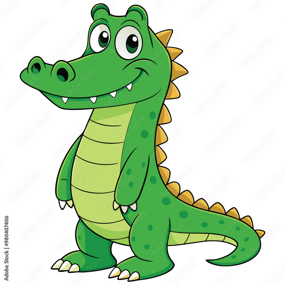 Fototapeta premium Vector illustration of a green crocodile smiley face isolated on white background
