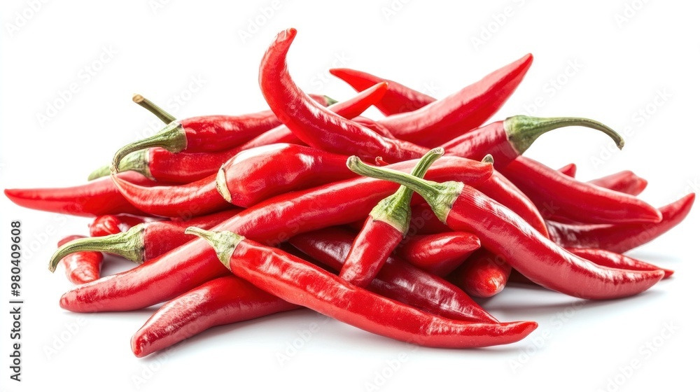 Heap of Red Chili Peppers Isolated on White Heap of Red Chili Peppers Isolated on White