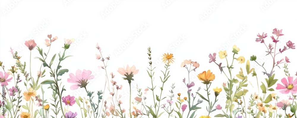 A vibrant display of wildflowers in a lovely array of colors, perfect for nature-themed projects and designs. A vibrant display of wildflowers in a lovely array of colors, perfect for nature-themed projects and designs.