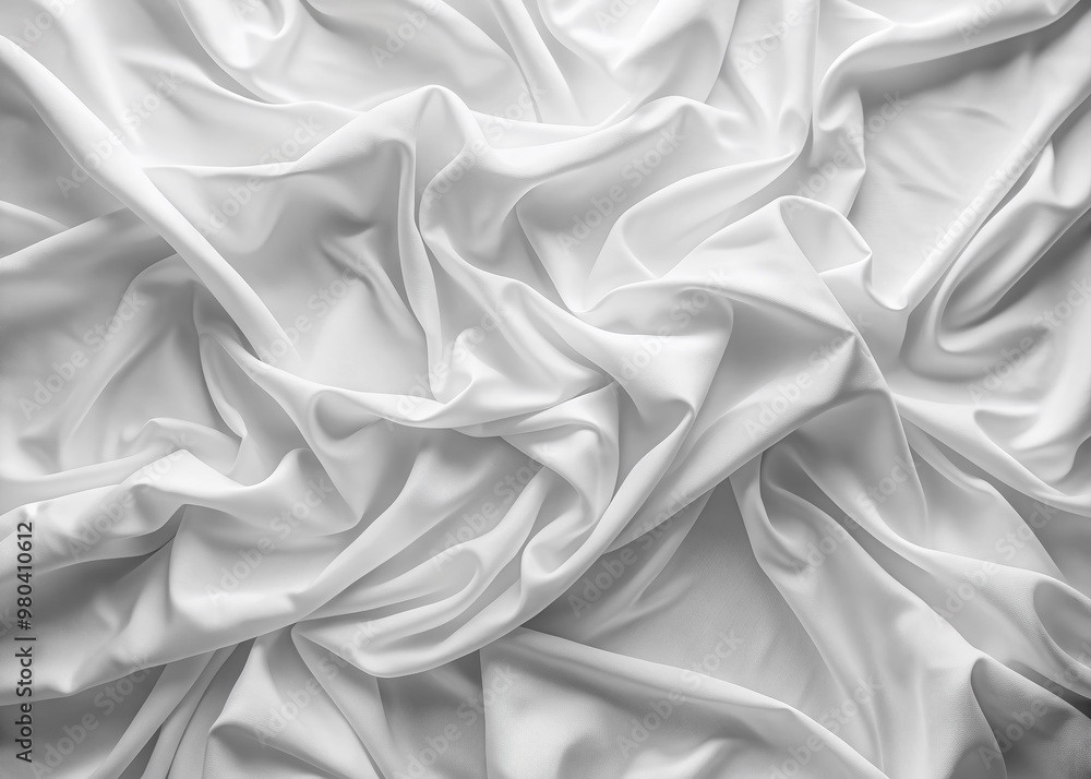 Softly crumpled white fabric forms a gentle, wrinkled texture, creating a clean and minimalist background perfect for product showcases or design compositions. Softly crumpled white fabric forms a gentle, wrinkled texture, creating a clean and minimalist background perfect for product showcases or design compositions.