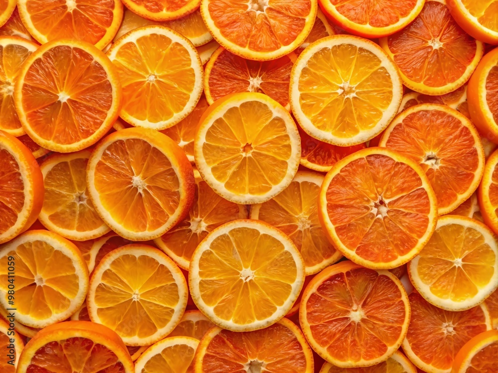 Vibrant orange slices arranged in a repeating pattern, creating a fresh and citrusy background with bold, juicy colors and tantalizing texture. Vibrant orange slices arranged in a repeating pattern, creating a fresh and citrusy background with bold, juicy colors and tantalizing texture.