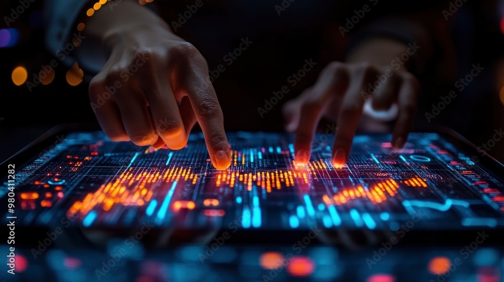 Fototapeta premium Hands Interacting With Digital Interface