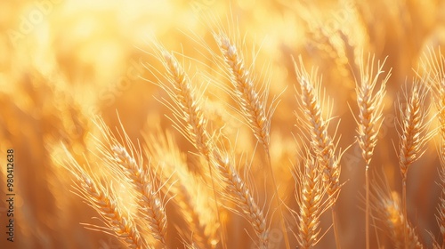 Golden Wheat Field Close up at Sunset