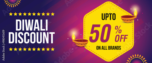 Diwali Discount Advertisement, Web Banner, Poster, Design vector template, Creative flyer concept, Graphic design element