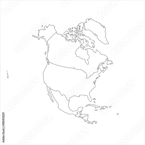 This blank political map features the outline of North America, showing the continents without labels or colors. It is ideal for educational purposes, planning, and geographic analysis.