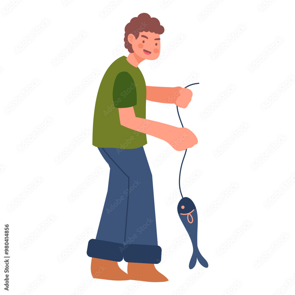 Fisherman Activities Character with Flat Cartoon Design. Vector Illustration Fisherman Activities Character with Flat Cartoon Design. Vector Illustration