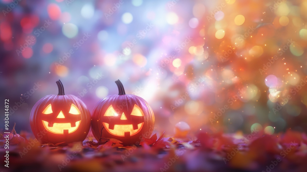 Fototapeta premium Halloween jack o lantern with pumpkins