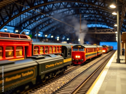 Diorama of the trains in the station photo