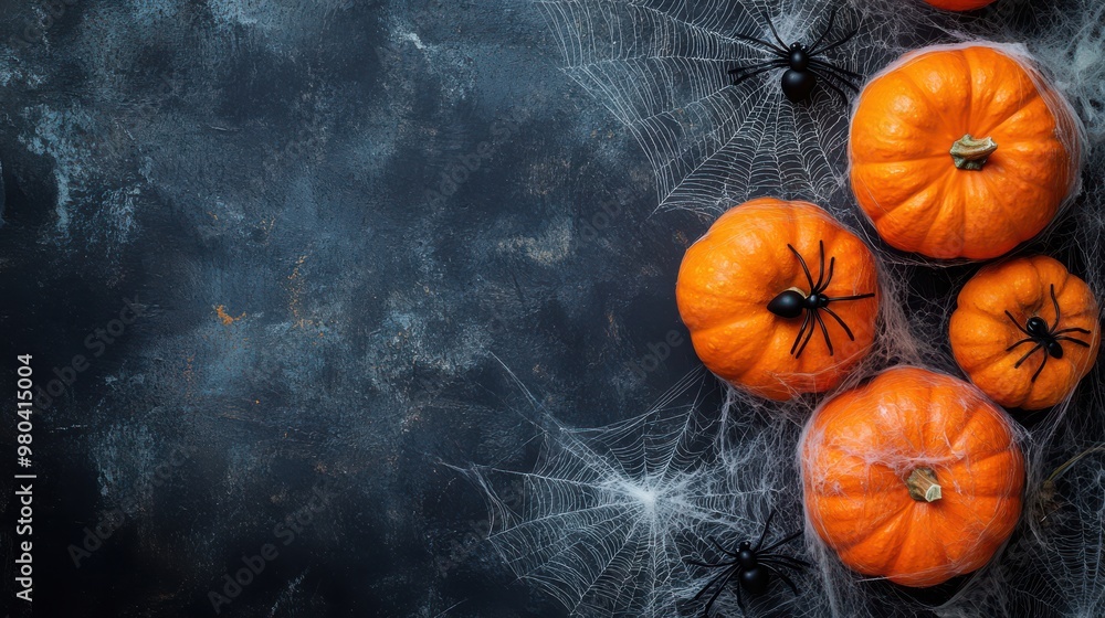 Halloween Dark Background with Webs and Copy Space Halloween Dark Background with Webs and Copy Space