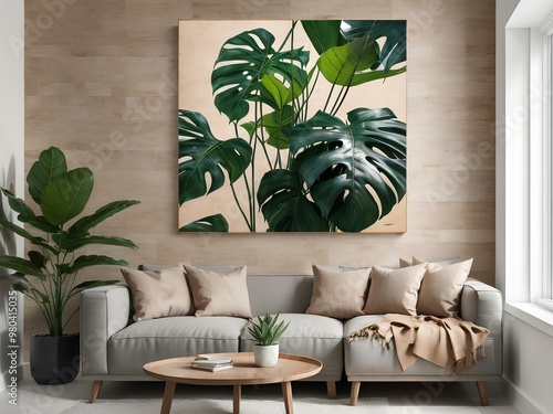 Monstera leaf in the living room photo