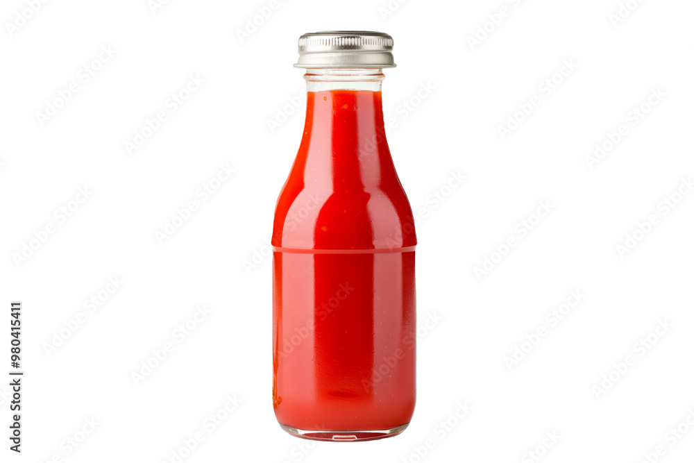 Red ketchup bottle isolated on white transparent background, Red ketchup bottle isolated on white transparent background,