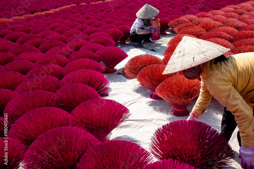 Người dân ứng hoà, hà Nội, phơi nhang photo