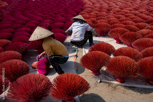 Người dân ứng hoà, hà Nội, phơi nhang photo