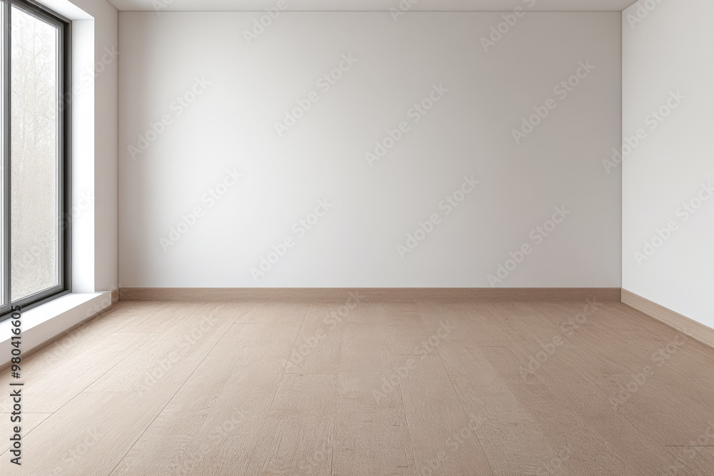 Empty room with large window showcasing natural light and minimalistic design in a modern interior space Empty room with large window showcasing natural light and minimalistic design in a modern interior space