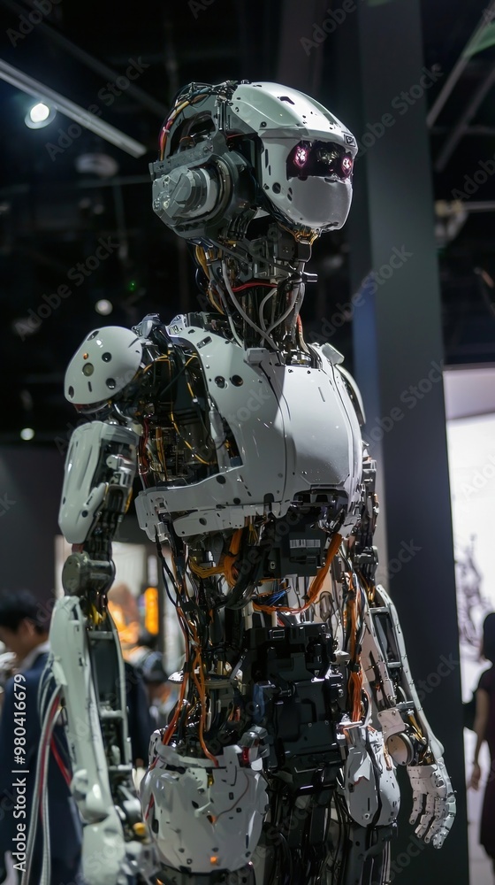 Fototapeta premium Cutting Edge Robotic Display Showcasing Advanced Machinery and Innovation