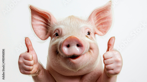 A happy pig giving a thumb ...
