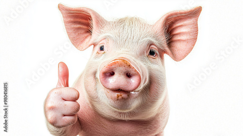 A happy pig giving a thumb ...