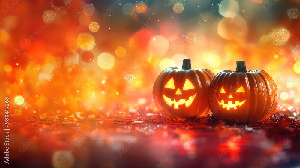 Fototapeta premium Halloween jack o lantern with pumpkins