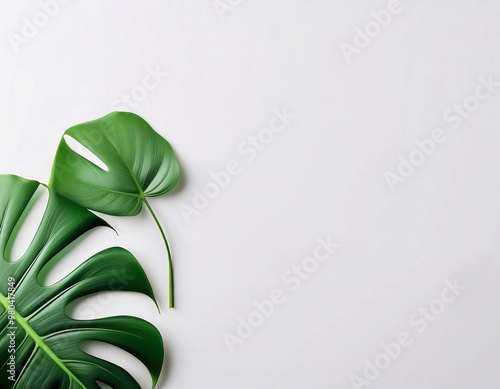 Monstera leaf on the white background photo