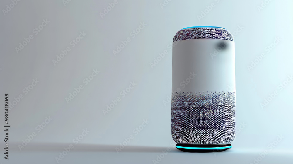 A smart speaker with voice control manages your smart home. It reports the news, plays music, and answers questions using voice commands. A smart speaker with voice control manages your smart home. It reports the news, plays music, and answers questions using voice commands.
