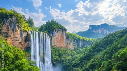 waterfall in the mountains