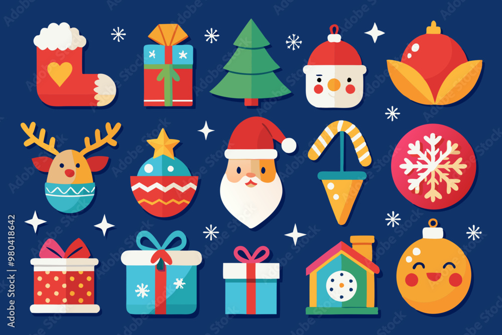 vector illustration of Christmas day icon set vector illustration of Christmas day icon set