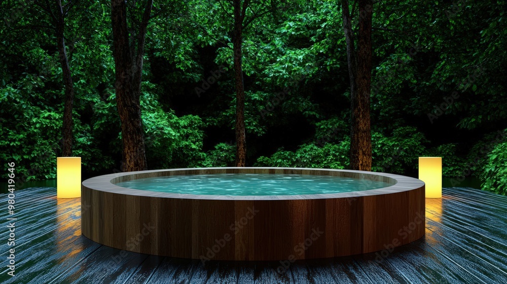 Luxurious Jacuzzi Offers Serene Atmosphere for Meditation and Relaxation Luxurious Jacuzzi Offers Serene Atmosphere for Meditation and Relaxation