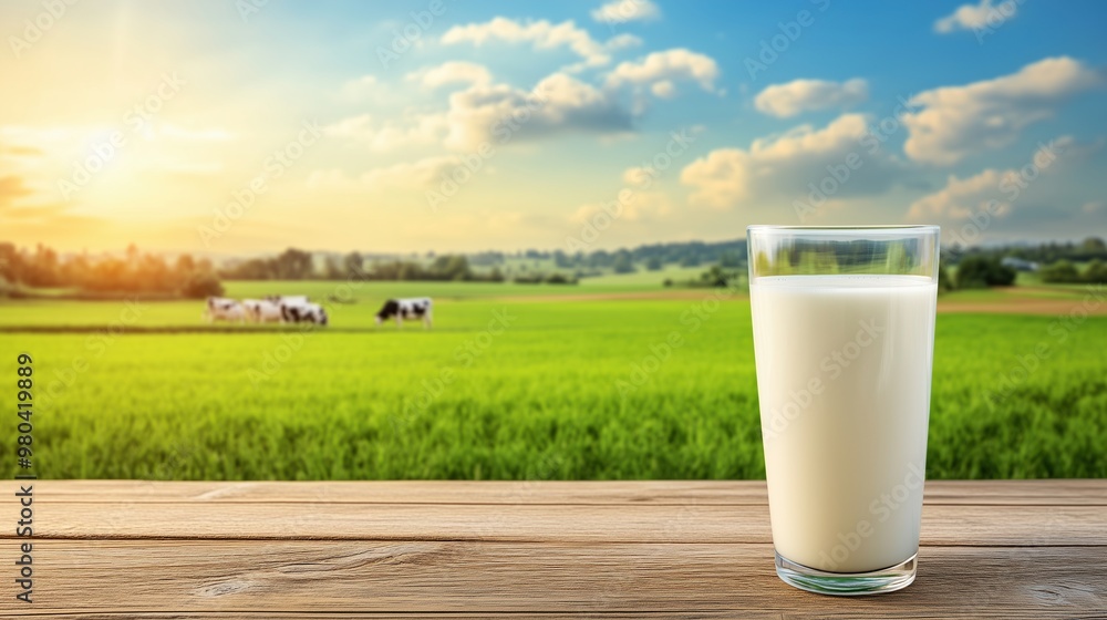 Fresh Milk in Scenic Landscape Fresh Milk in Scenic Landscape