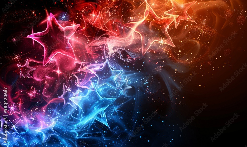 Vibrant cosmic swirl of colorful stars illuminating the dark night sky, blending shades of pink, blue, and orange, creating a dreamlike atmosphere filled with ethereal beauty Vibrant cosmic swirl of colorful stars illuminating the dark night sky, blending shades of pink, blue, and orange, creating a dreamlike atmosphere filled with ethereal beauty