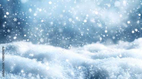 Wallpaper Mural abstract winter background with snowflakes, Christmas background with heavy snowfall, snowflakes in the sky Torontodigital.ca