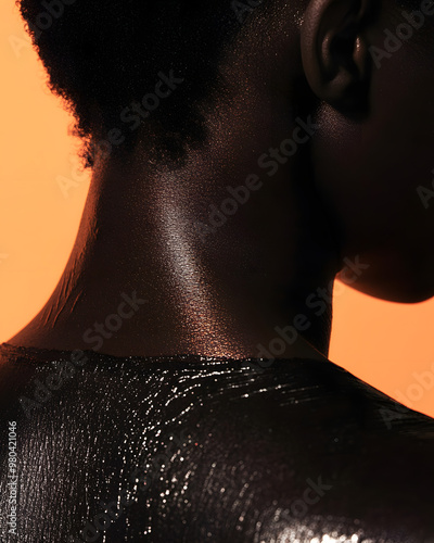 Macro Shot of Sweating Black Skin