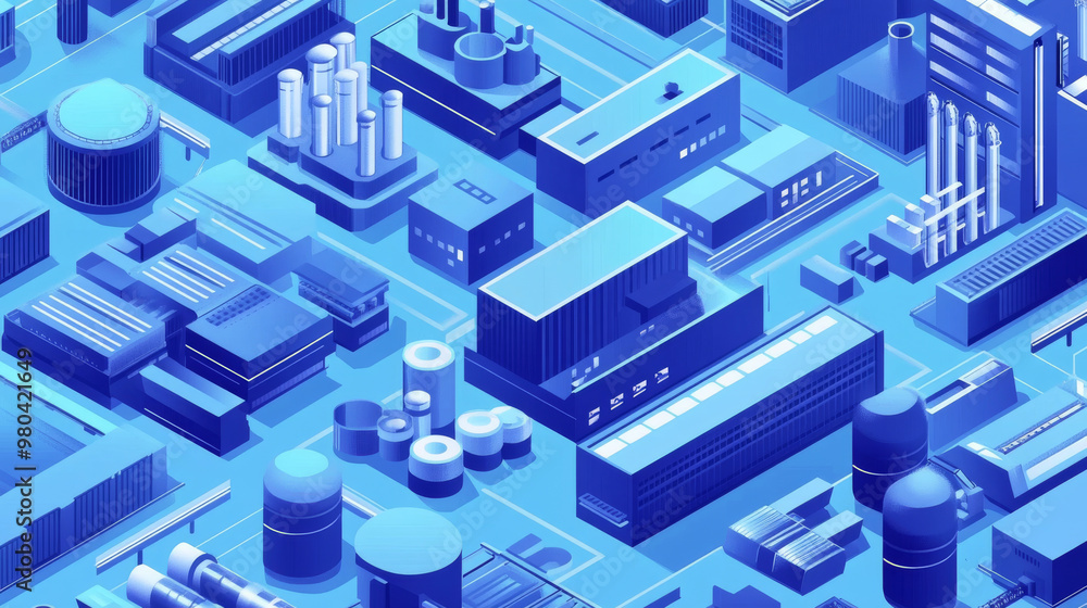 Digital management technology in the production sector enhances the optimization of maintenance centers. Contemporary isometric intelligent factory production equipment. Isometric vector graphic.
Digital management technology in the production sector enhances the optimization of maintenance centers. Contemporary isometric intelligent factory production equipment. Isometric vector graphic.