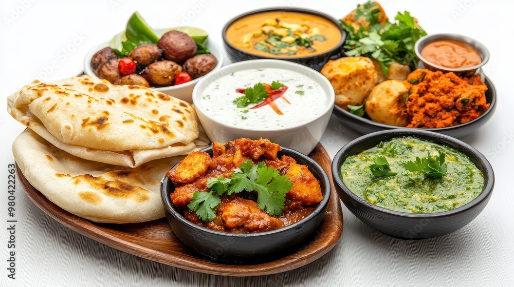 Delicious Variety of Vibrant Indian Street Food Displayed on Casual Dining Table Under Natural Lighting