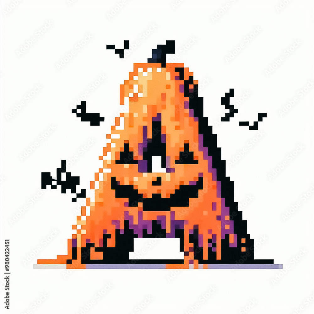 Alphabet letter A halloween themed in pixel art style Alphabet letter A halloween themed in pixel art style