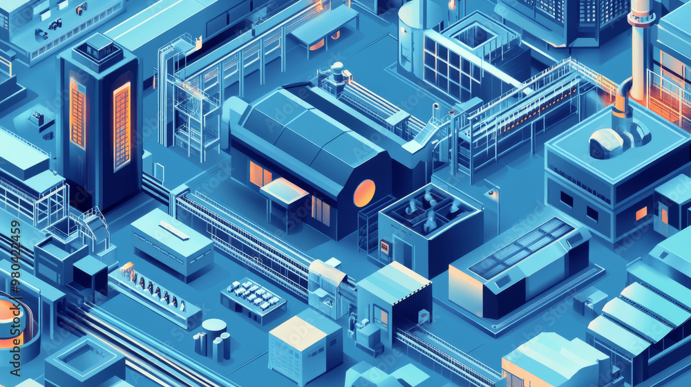 Digital management technology in the production sector enhances the optimization of maintenance centers. Contemporary isometric intelligent factory production equipment. Isometric vector graphic.
Digital management technology in the production sector enhances the optimization of maintenance centers. Contemporary isometric intelligent factory production equipment. Isometric vector graphic.