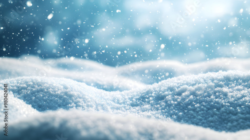 Wallpaper Mural beautiful white empty winter idyll, shiny snowflakes on blurred winter landscape, christmas background with advertising space on snow cover, holiday season backdrop Torontodigital.ca