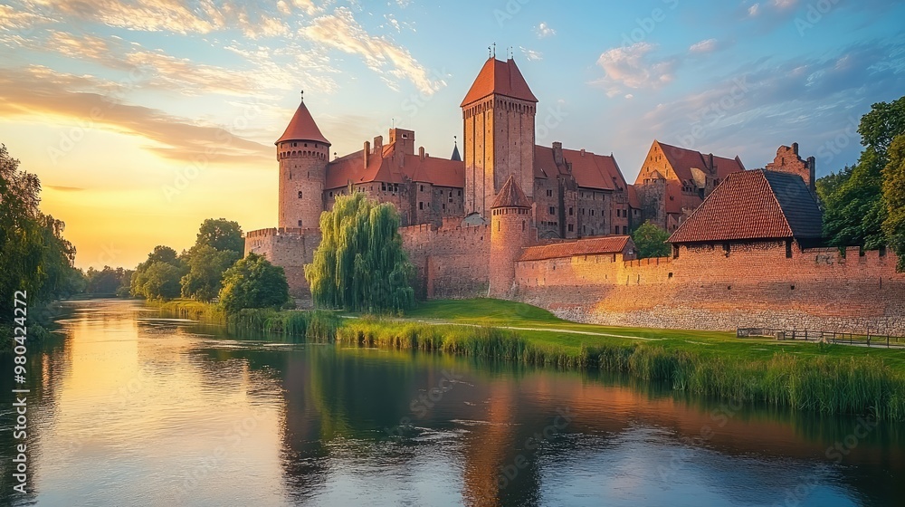 Naklejka premium Peaceful Waters, Majestic Castle 
