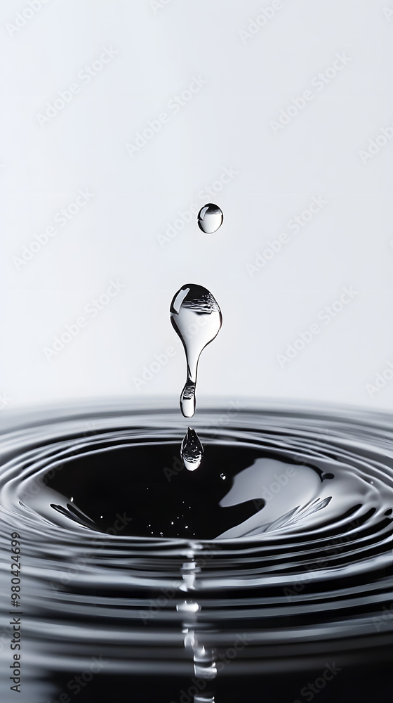Simplified Water Drop Impact on White Background Simplified Water Drop Impact on White Background