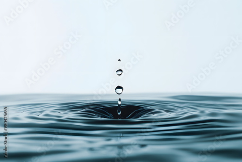 Simplified Water Drop Impact on White Background photo