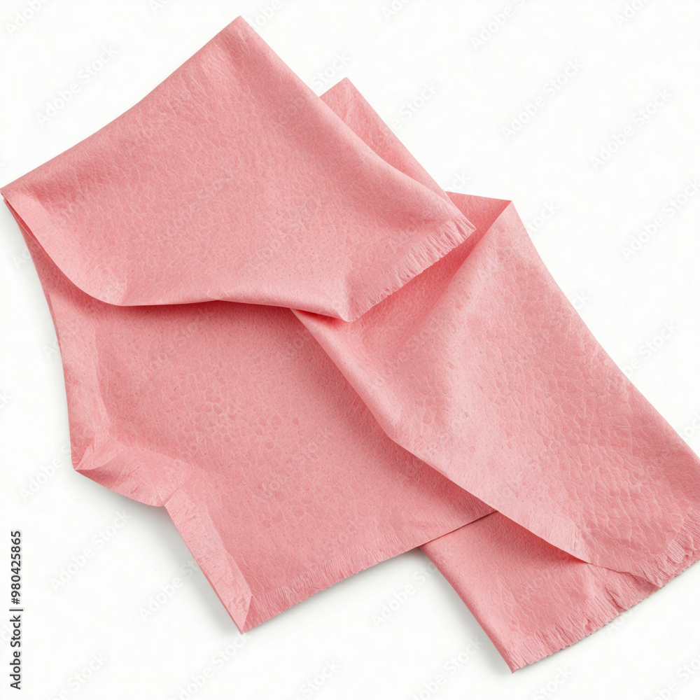 Pink color paper napkin, isolated on white background Pink color paper napkin, isolated on white background