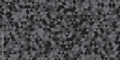 Triangle shape retro wall grid pattern geometric ornament tile vector square element. Abstract geometric black and gray background seamless mosaic and low polygon triangle texture wallpaper. 