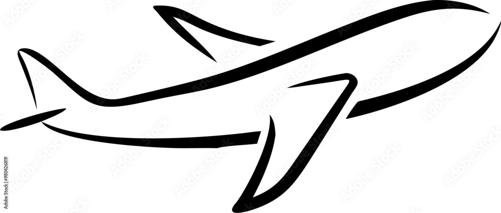 A black and white drawing of an airplane A black and white drawing of an airplane