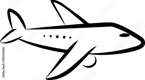 A black and white drawing of an airplane