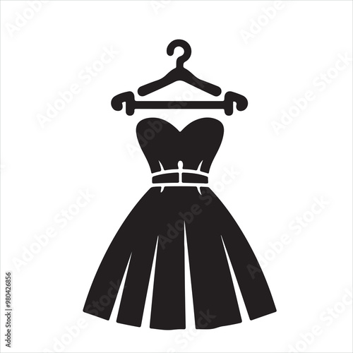 Dress icon silhouette on white background

