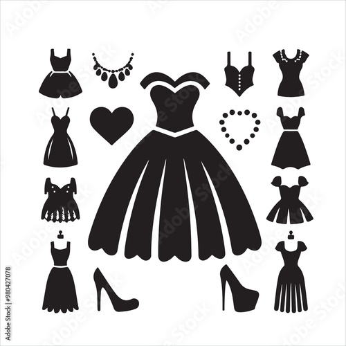 Dress icon silhouette on white background

