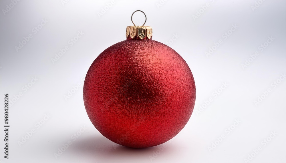 Single Red Christmas Decoration on Isolated White Background Single Red Christmas Decoration on Isolated White Background